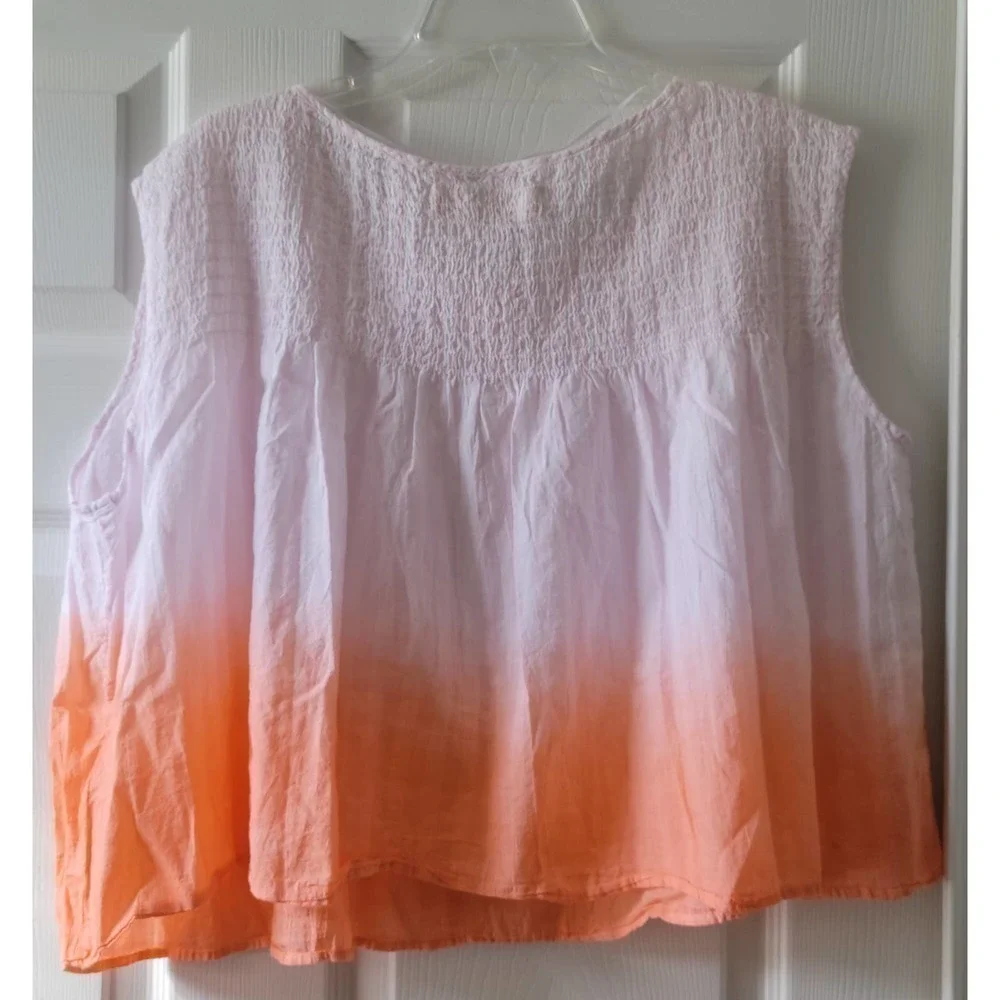 We The Free Coral Ombre Ruffled Sleeveless Top XS
